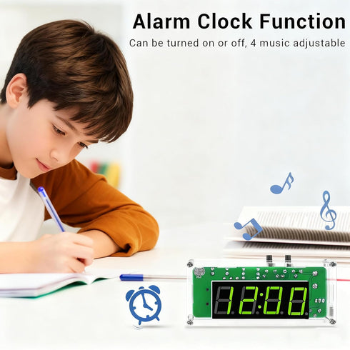 4-Digit MiOYOOW DIY Digital Clock Kit with Acrylic Shell, Electronics Alarm Clock Soldering Practice Kit