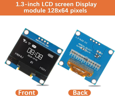 JAMHER 1.3 Inch I2C 128x64 Wire(1Pack IIC OLED Display Module Pixel Mini Self-Luminous Display Screen Board for Arduino