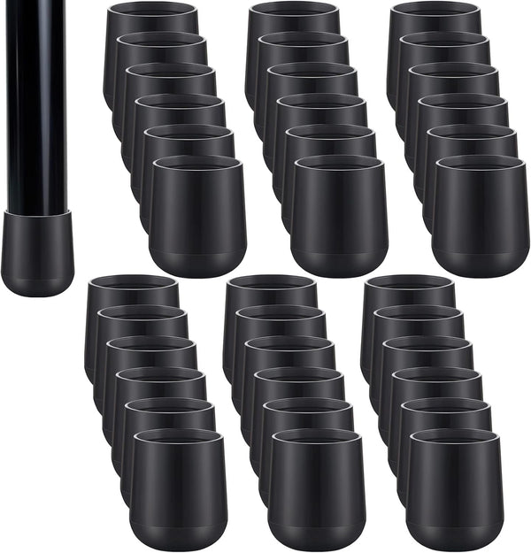 Jetec 7/8 Inch Folding Chair Leg Caps Heavy-Duty Plastic Chair End Caps