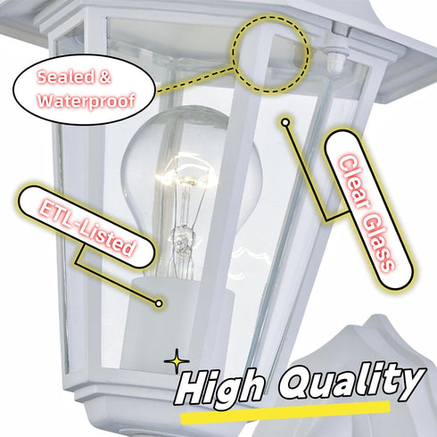 E26 60W Bulbs WISBEAM White Outdoor Wall Lantern, Outdoor Wall Sconce for House Porch Lighting Fixture, Base Max, Metal