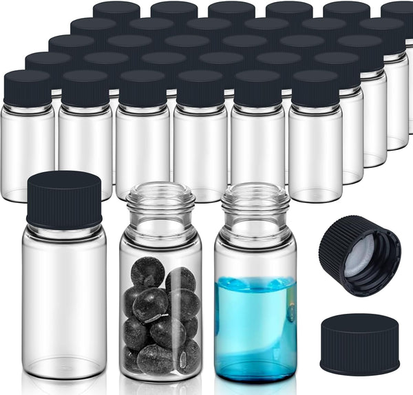 100pcs 3ml Clear Glass Vials, Leak-Proof Sample Vials with Screw Cap and PE Liners for Lab Use, Storage Liquid