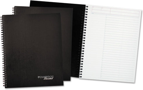 Cambridge Action-Planner Wirebound Business Notebook, 7-1/4" x 9-1/2", Black, 80 Sheets, 3 Pack