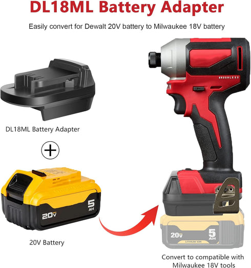 KUNLUN DL18ML Battery Converter for Dewalt to Milwaukee Battery Adapter, Convert Dewalt 20V to Milwaukee M18 18V
