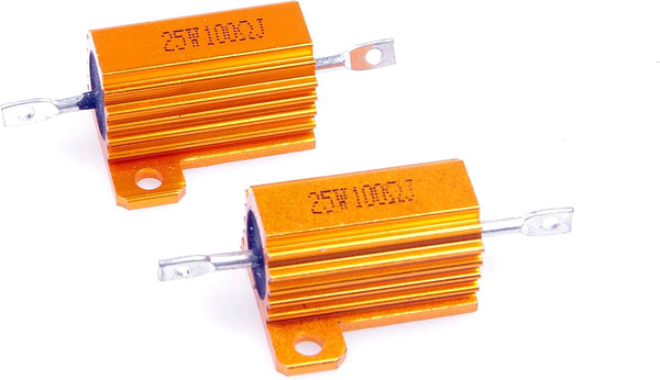 25 Watt 100 Ohm 5% Wirewound Resistor, Electronic Aluminium Shell Resistor, Gold (Pack of 2)