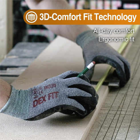 DEX FIT FN330 Nitrile Work Gloves, 1 Pair, Lightweight, Touch-Screen Compatible, Grey L