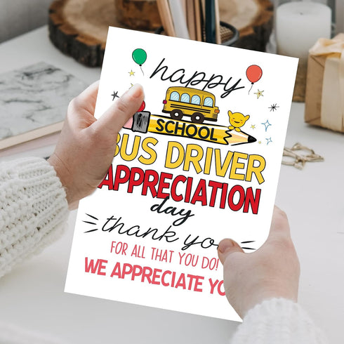 MOROLURU School Bus Drivers Day Card, Thank You Card for School Bus Driver, Appreciation Greeting Card for Bus Driver