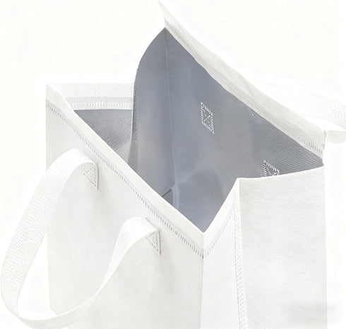 30 Pack 9.4 5.9 9.2 Insulated Take Away Bags, White Reusable Grocery Bag Small Cooler Thermal Bag for Milk Tea, Hot