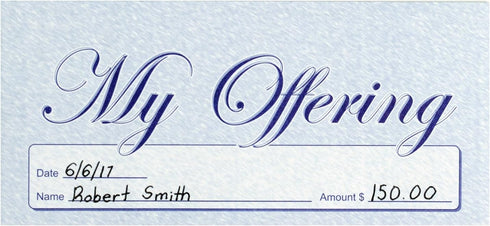 My Offering - Church Tithe/Donation Envelopes, Blue, Easy-open Tab, Fits Bills & Checks, Choose Quantity