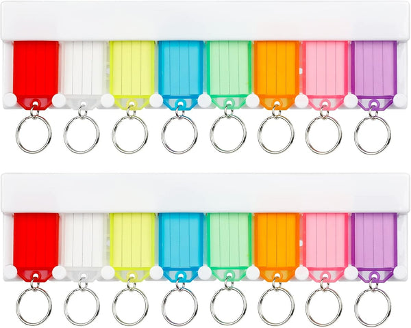 Uniclife Key Tag Rack Slot Style Plastic Wall Mounted Key Holder Organizer with 8 Assorted Colors, 2 Pack