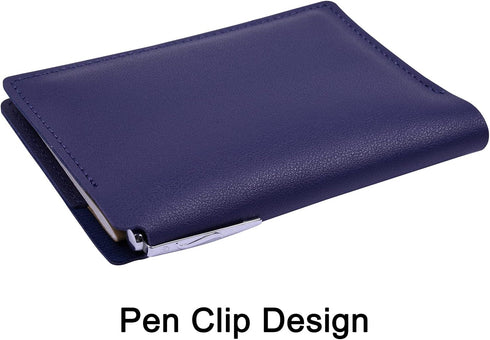 Wisdompro Journal Cover - 2 Pack Blue PU Leather Notebook Cover for Field Notes or 3.5" x 5.5" Pocket Notebooks