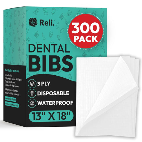Reli. White Dental Bibs (300 Pack) | 13"x18" Dental Bibs Disposable for