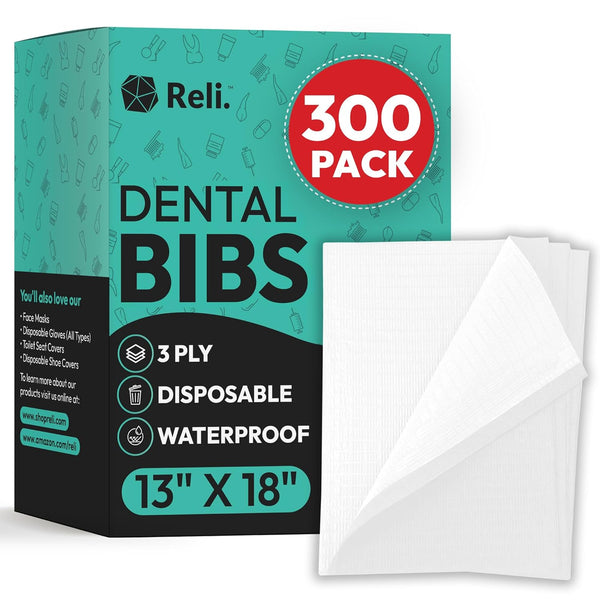 Reli. White Dental Bibs (300 Pack) | 13"x18" Dental Bibs Disposable for