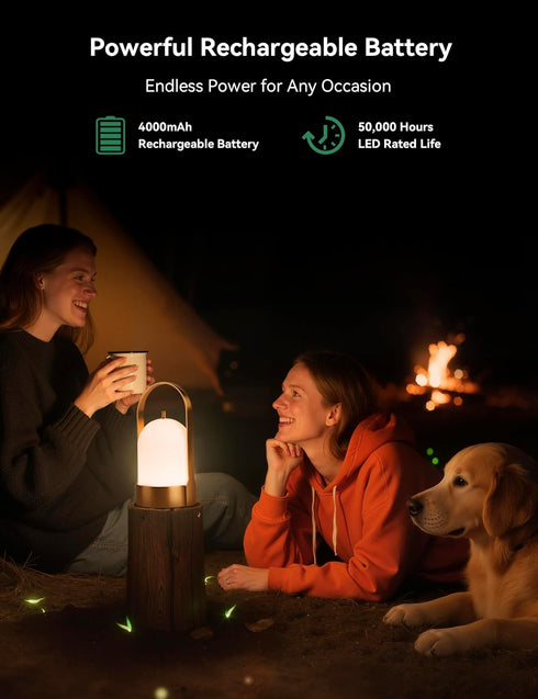 4000mAh 4-Level Dimmable Tubicen Rechargeable Table Lamp Waterproof Outdoor Lantern Portable Battery Operated Camping