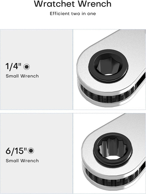 HVAC Service Wrench Set, Refrigeration Wrench Tool with 2 Hex Bit Adapter Kit UIInosoo for Air Conditioner
