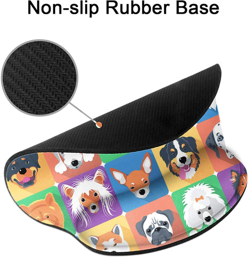 Britimes Ergonomic Mouse Pad with Wrist Support, Cute Dogs Non-Slip Rubber Base for Home Office & Gaming