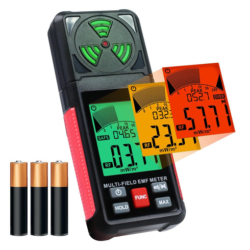 EMF Meter 3-in-1 Portable Electromagnetic Field Radiation Detector, Handheld EMF Tester with Digital LCD Alarm for