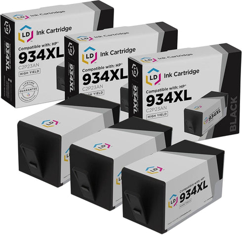 LD Compatible Replacement for HP 934XL C2P23AN High Yield Ink Cartridges for HP OfficeJet Printers, Black