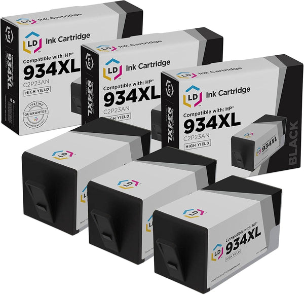 LD Compatible Replacement for HP 934XL C2P23AN High Yield Ink Cartridges for HP OfficeJet Printers, Black