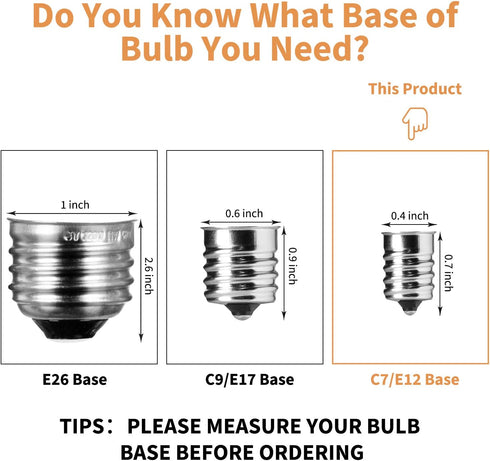 25-Pack Bulbs,7-Watt E12 ST40 Bulbs ST40 Edison Replacement Light Candelabra Base Replacement Clear Glass Light