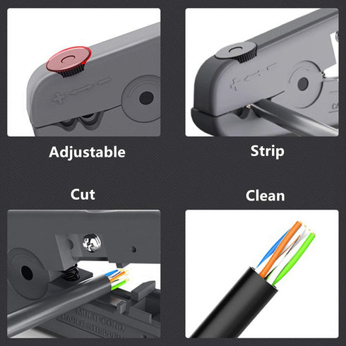 Yankok S501B Cable Stripping and Cutting Tool Gray with Adjustable Blade Depth for UTP, FTP, STP, CAT5/5e CAT6/6a