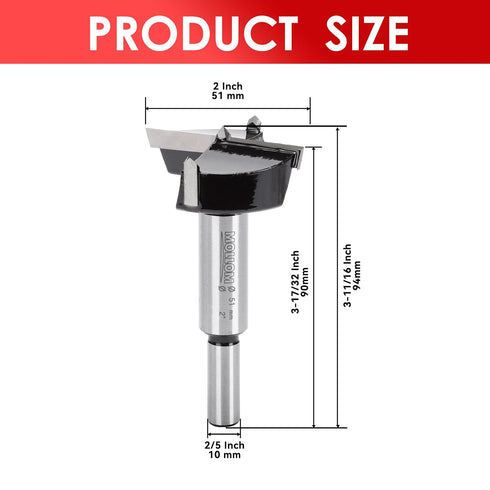 2" (51mm) Forstner Drill Bit for Precise Woodworking with Durable YG8 Carbide Thickness of 2.0mm,This Hinge Cutter Tool is Ideal for Hard Wood, Plastic, Plywood.