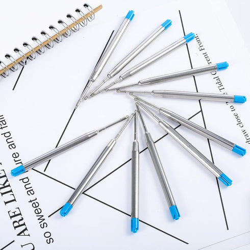 DunBong Blue Ink Refill Pack of 5, Replaceable Medium Point Ballpoint Pen Refills (Blue)