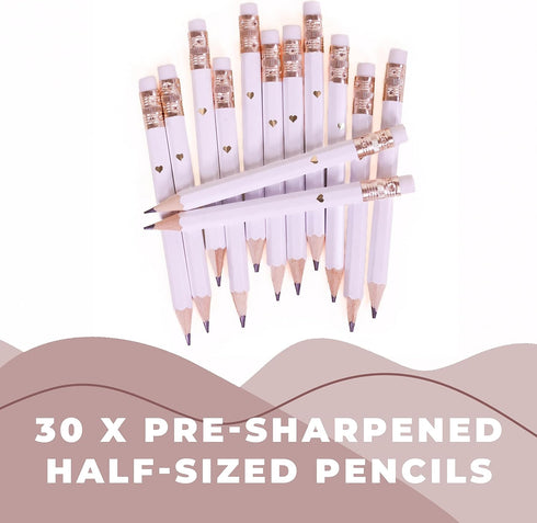 Bridal Pencils for Bridal Shower Games & Wedding Favors, White Short Pencils for Guests, Mini Pencils for Games