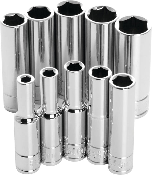 Performance Tool 1/4-Inch Drive 6-point MET Deep Wall Socket Set, 10-Piece W36400
