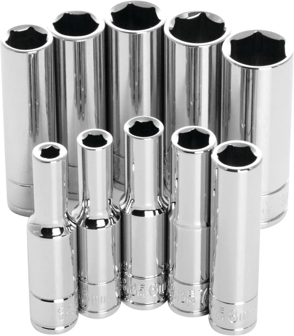 Performance Tool 1/4-Inch Drive 6-point MET Deep Wall Socket Set, 10-Piece W36400