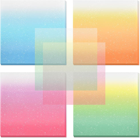 BAYTORY 200 Sheets Glitter Transparent Sticky Notes, 3 x 3 Clear Memo Pads, Translucent Self-Stick Note for Bible