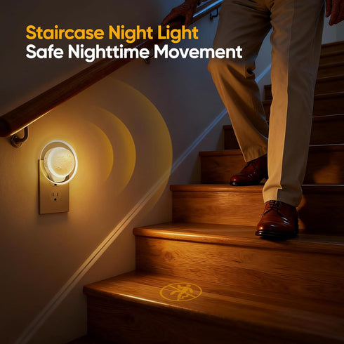 Dawn,Dimmable Night Lights Plug into Wall - Motion Sensor Plug in Night Light with Auto Dusk to Soft White, Bright