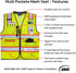 Reflective Safety Vest Yellow Mesh, High Visibility Vest with Pockets, Zipper, Padded Neck, ANSI Class 2, Yellow with