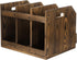 Rustic Burnt Brown Wood Office Desktop Document File Folder Binder Storage Organizer with 3 Compartments