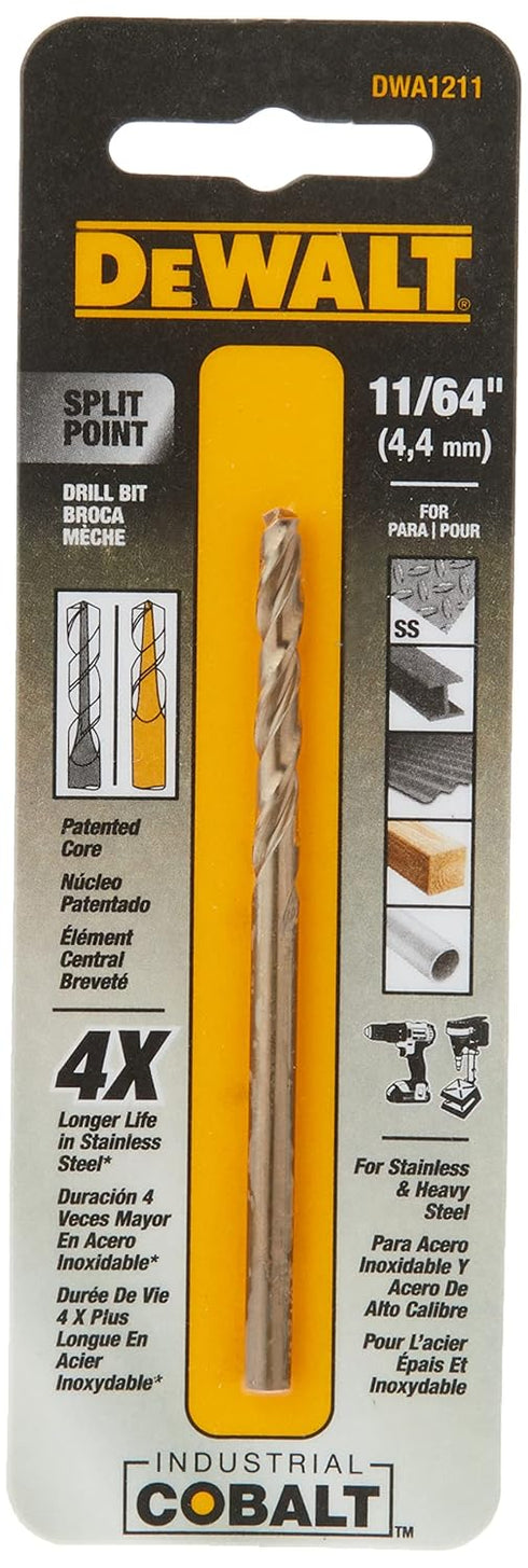 DEWALT DWA1211 11/64" Pilot Point Industrial Cobalt Alloy Steel Drill Bit