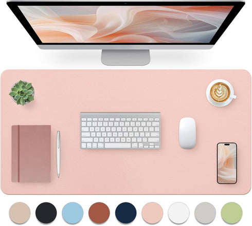 Blossoms Pink Desk Mat, Large Waterproof Non-Slip Leather Desk Pad for Keyboard and Mouse, 31.5×15.7 Inches