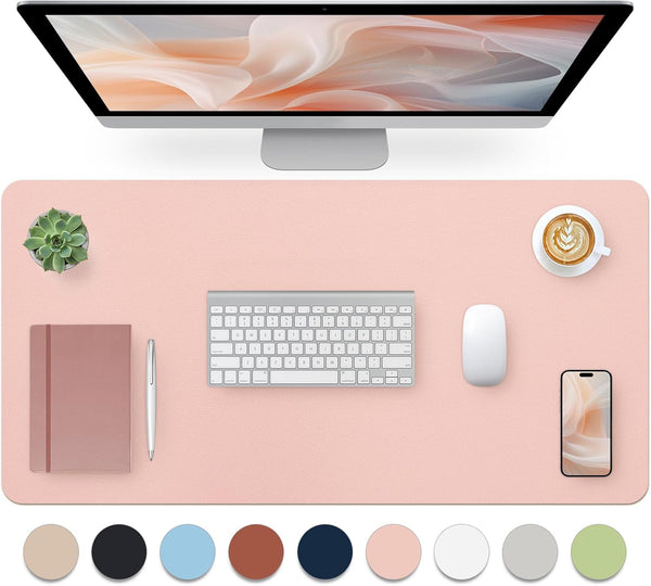 Blossoms Pink Desk Mat, Large Waterproof Non-Slip Leather Desk Pad for Keyboard and Mouse, 31.5×15.7 Inches