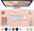 Blossoms Pink Desk Mat, Large Waterproof Non-Slip Leather Desk Pad for Keyboard and Mouse, 31.5×15.7 Inches
