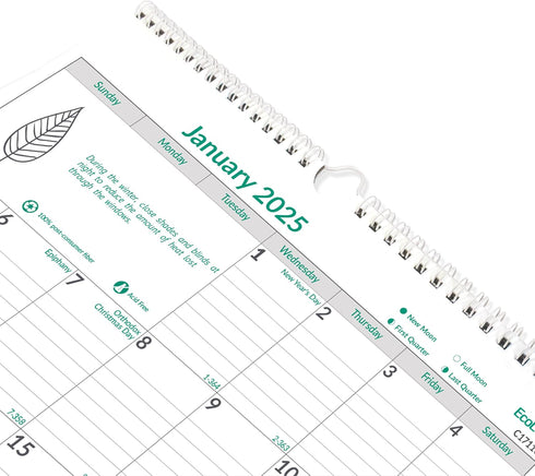 Brownline EcoLogix Monthly Wall Calendar 2024, 17-inch Height for Office & School Supplies