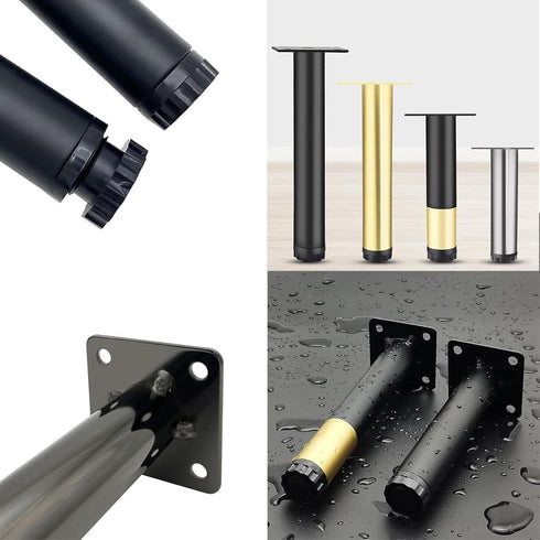 HJYCLFAZU Pack 4 14 cm) SpeeSy of Furniture feet, Adjustable Table Legs, Metal Cabinet Base feet for TV Cabinet, Bed
