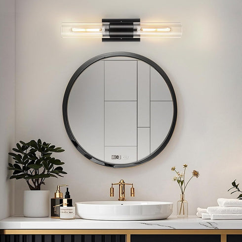21" Mirror,2-Light E26 T10 Bulbs(Excluded) Matte Black Bathroom Light Fixtures Over Bathroom Vanity Lights Above