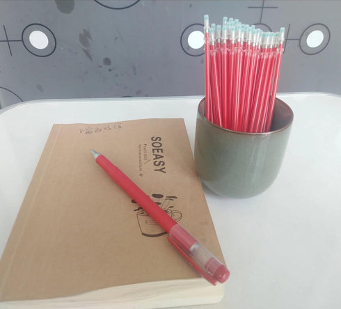 Gel Pens 0.5mm Refills, 50-Pack Red Gel Pen Refills, Easy Drying, Smooth Writing, Includes 1 Extra Pen