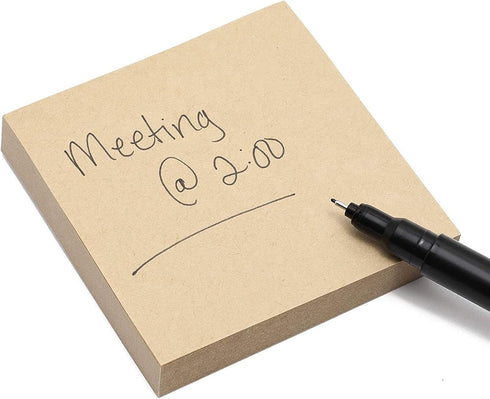 Juvale 6-Pack Kraft Paper Sticky Notes, 3x3 inch, Brown Self-Adhesive Memo Notepad Set, Self-Stick Note Pads for Office