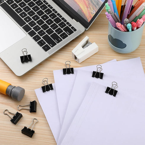 Jetec 500 Pieces Medium Binder Clips, Metal Paper Clamps for Teachers Students Classroom Office Supplies (1 Inch, Black)