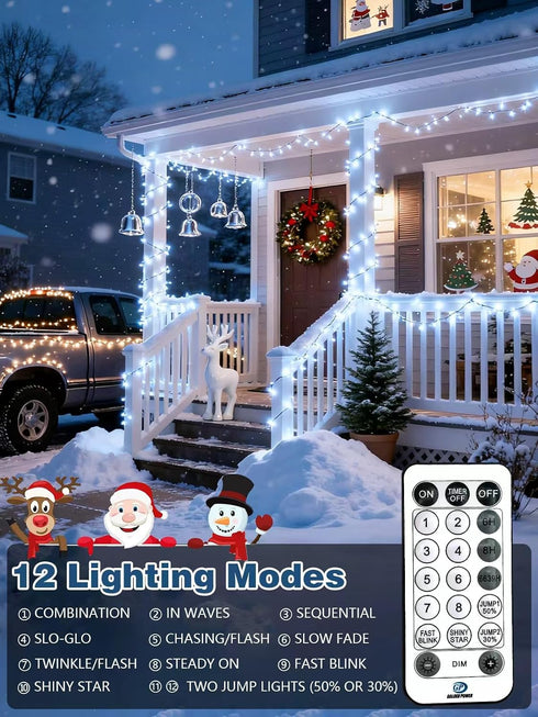 165 500 12 3 Dimmable Voice Controlled Christmas Lights with Remote, FT LED String Lights Indoor Outdoor with Modes