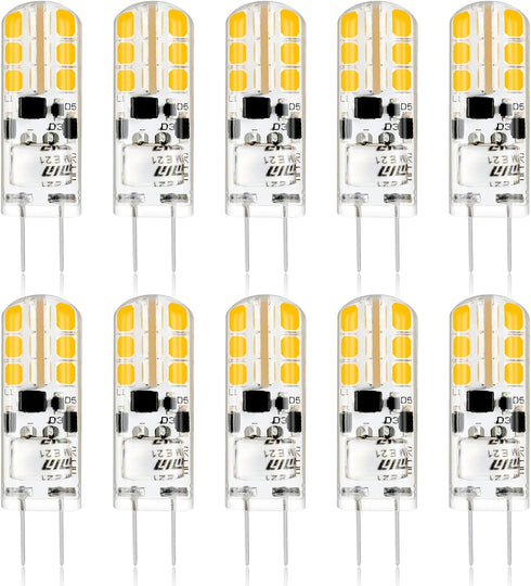 YUIIP G4 LED Bulb, 2W, 12V JC G4 Bi Pin, 20W Halogen Replacement, Warm White 2700K, 10 Pack