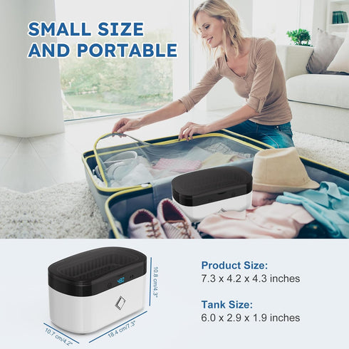 LifeBasis Ultrasonic Jewelry Cleaner, 500ML Portable 42kHz Cleaner with 5 Digital Timer and Watch Holder - White