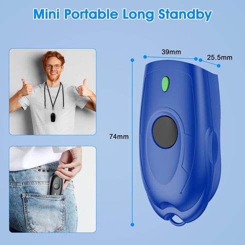 Symcode Mini QR Portable Barcode Scanner, 3-in-1 Bluetooth, 2.4G Wireless, USB Wired Scanner for Android, iOS, Windows