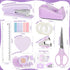 Office Supplies Set, Purple Stapler and Tape Dispenser with Staple Remover, 1000 Staples, Clips, Tape, Scissor, Tabs,