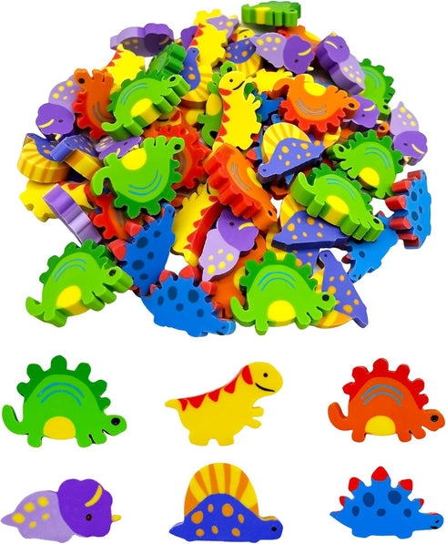 ZAKVOOR 60 Pack Dinosaur Pencil Erasers, Bulk for Classroom, Party Favor, Gift Filling, Home School Work Reward