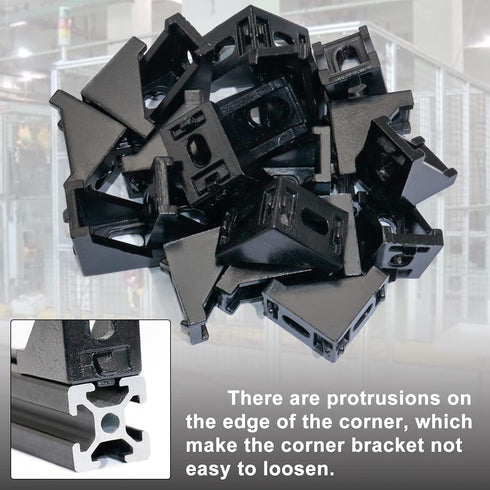 2020 Corner Bracket Kit, 20pcs Corner Brackets, 40pcs Hex Screws, 40pcs Slide Nuts, 40pcs Washers, 2pcs Hex Wrenches
